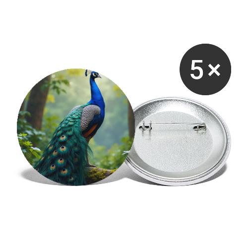 Majestic Peacock in Enchanted Forest - Buttons small 1'' (5-pack)