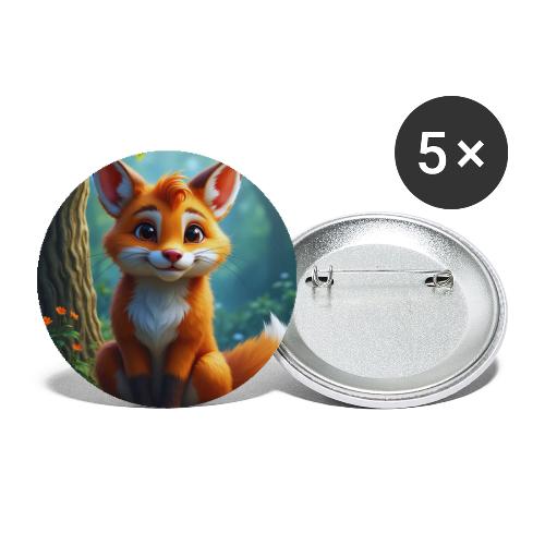 Magical fantasy fox in enchanted forest scene - Buttons small 1'' (5-pack)