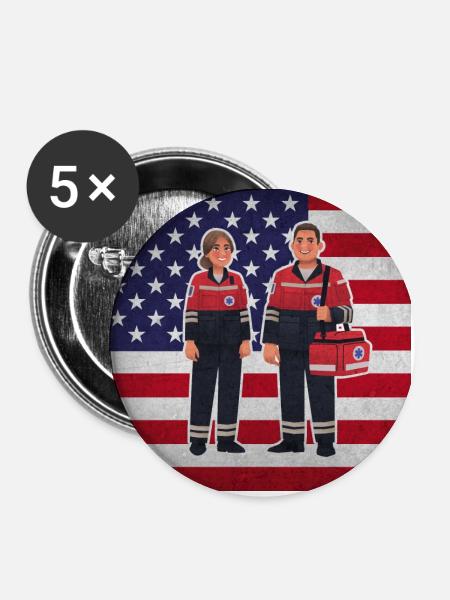 Emt Paramedic - Buttons small 1'' (5-pack) - white