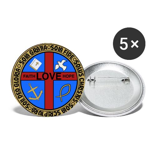Five Solas Faith Hope Love Shirt–Christian Symbols - Buttons small 1'' (5-pack)