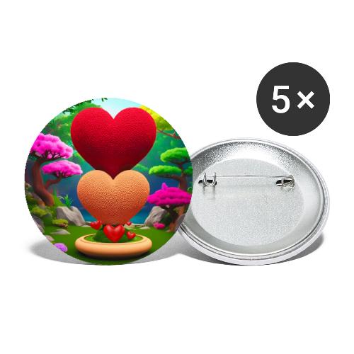 Double Heart, fantasy, nature and fantasy - Buttons small 1'' (5-pack)