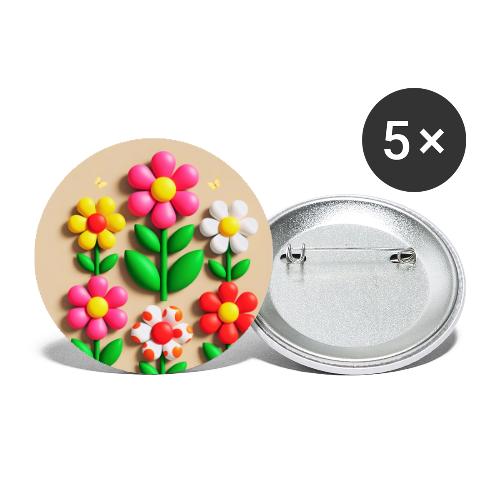 3D Flowers and Butterflies in Amber, Floral Design - Buttons small 1'' (5-pack)