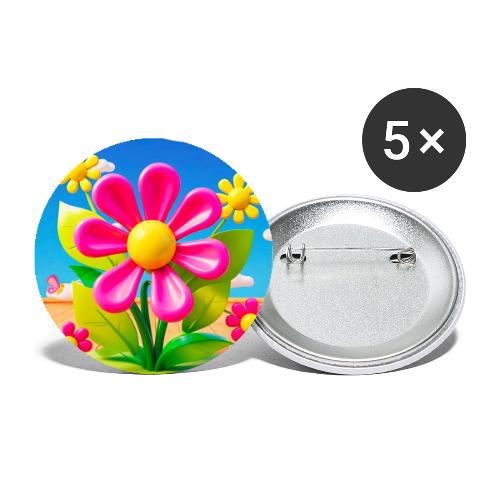 Pink Floral Peace | Sky & Nature Design - Buttons small 1'' (5-pack)