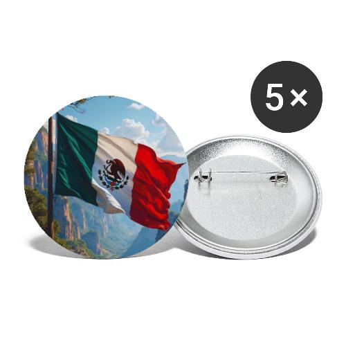 Mexican Flag in Mountain Nature Landscape - Buttons small 1'' (5-pack)