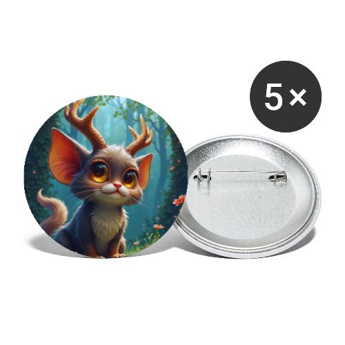 Magical Forest Creature with Deer Horns - Buttons small 1'' (5-pack)