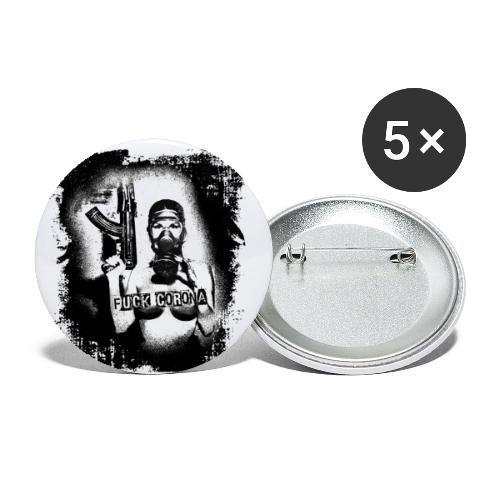 masked girl with AK - FUCK CORONA 4 bright clothes - Buttons small 1'' (5-pack)