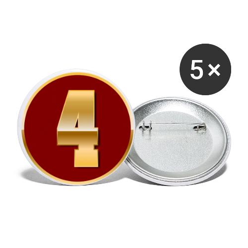 Number 4 in Gold Varsity Font - Buttons small 1'' (5-pack)