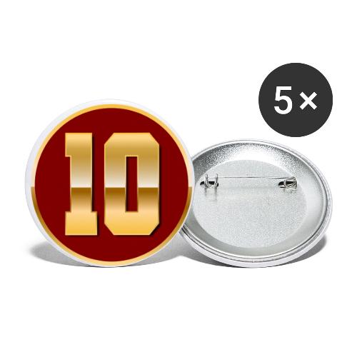 Number 10 in Gold Varsity Font - Buttons small 1'' (5-pack)