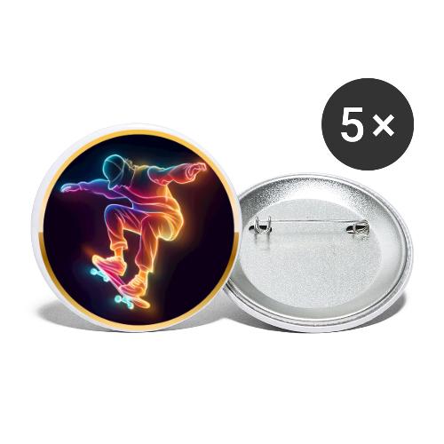 Skateboarding: Midnight Neon Skater - Buttons small 1'' (5-pack)