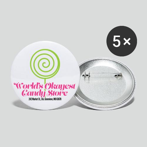 World's Okayest Candy Store Green/Pink/Black - Buttons small 1'' (5-pack)