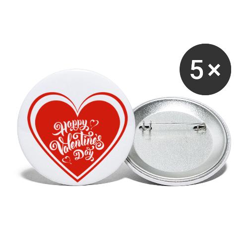 Hearts Love February Valentine's Day February 14 - Buttons small 1'' (5-pack)