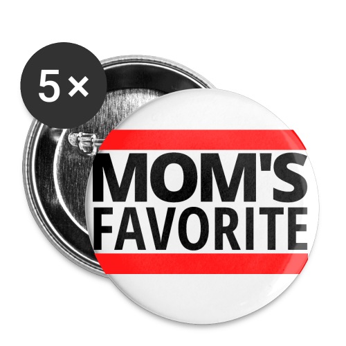 MOM's Favorite (black text with red bars) - Buttons small 1'' (5-pack)