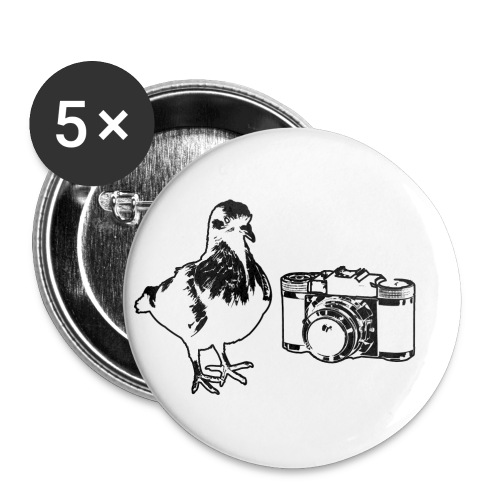 Pigeon Camera Black - Buttons small 1'' (5-pack)