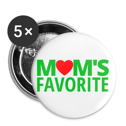 MOM'S Favorite (in green letters & Red Heart) - Buttons small 1'' (5-pack)