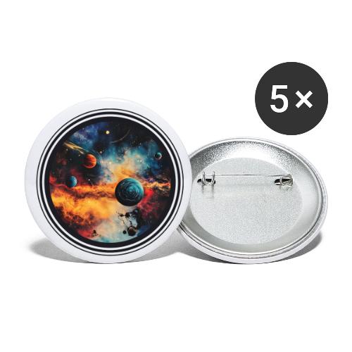 Cosmic Brush Planets - Buttons small 1'' (5-pack)