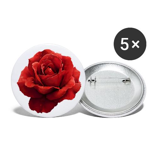 Rose: Crimson Dew Bloom - Buttons small 1'' (5-pack)