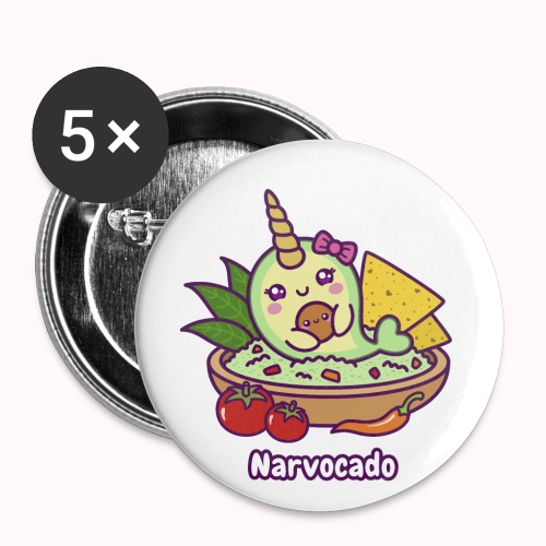 Narvocado - Funny Avocado Narwhal With Cute Seed - Buttons small 1'' (5-pack)