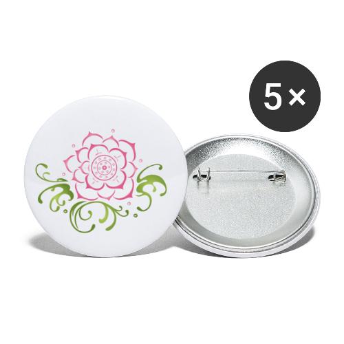 Lotus flower with filigree tribal. Yoga. - Buttons small 1'' (5-pack)