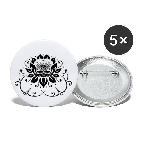 Water lily, lotus flower with leaves. Yoga. - Buttons small 1'' (5-pack)