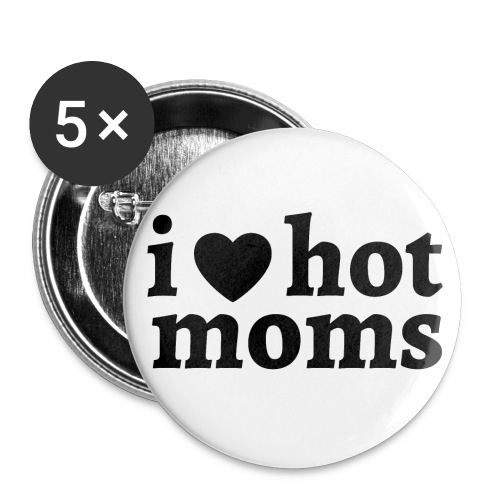 I Heart Hot Moms (Black Heart) - Buttons small 1'' (5-pack)