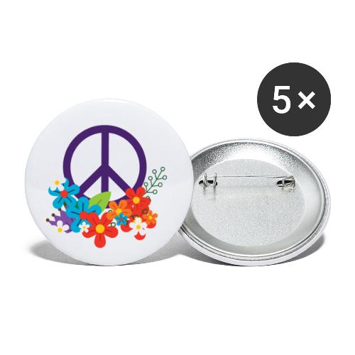 Hippie Peace Design With Flowers - Buttons small 1'' (5-pack)