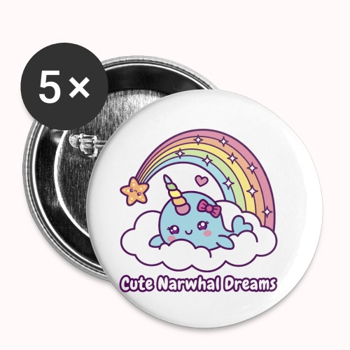 Cute Narwhal Dreams On A Cloud - Buttons small 1'' (5-pack)