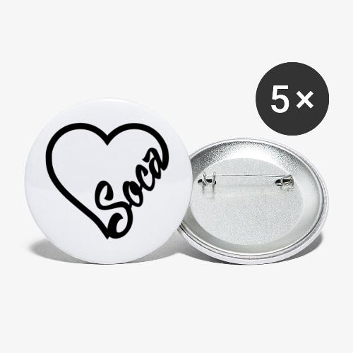 SocaHeart - BLACK - Buttons small 1'' (5-pack)