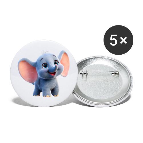 Playful Baby Elephant with Big Eyes - Buttons small 1'' (5-pack)