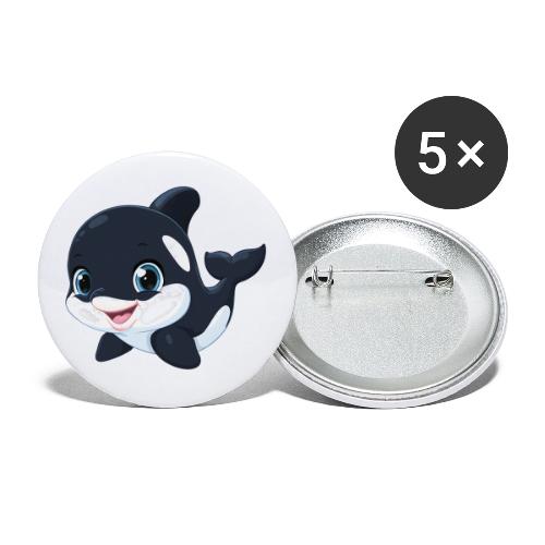 Playful Cartoon Baby Orca with Sweet Smile - Buttons small 1'' (5-pack)