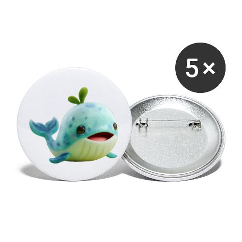 Playful Green-Blue Baby Whale - Buttons small 1'' (5-pack)