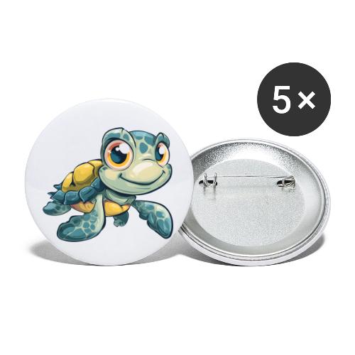 Playful Cartoon Baby Sea Turtle with a Smile - Buttons small 1'' (5-pack)