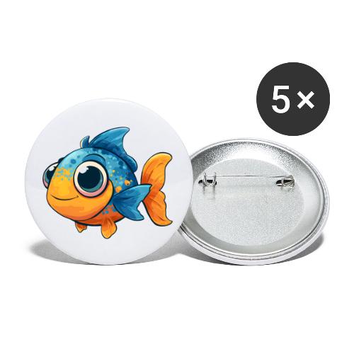 Colorful Cartoon Baby Fish in Blue and Orange - Buttons small 1'' (5-pack)