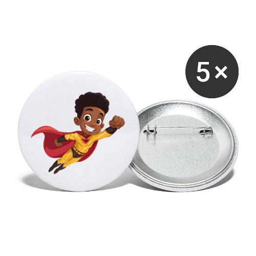 Flying Cartoon Superhero Boy in Red Cape - Buttons small 1'' (5-pack)