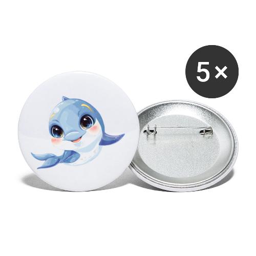 Joyful Blue-White Baby Dolphin - Buttons small 1'' (5-pack)