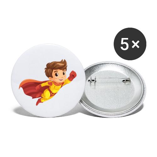 Cheerful Cartoon Superhero Boy Flying High - Buttons small 1'' (5-pack)