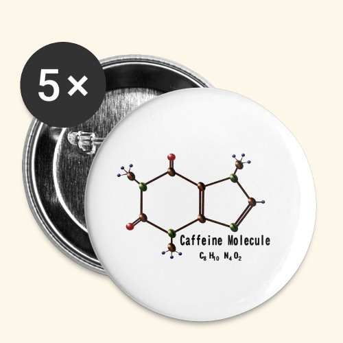 Caffeine Molecule - Buttons small 1'' (5-pack)