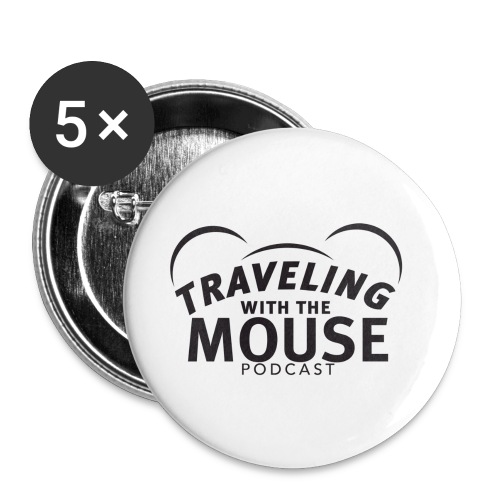 TravelingWithTheMouse logo transparent blk LG Crop - Buttons small 1'' (5-pack)