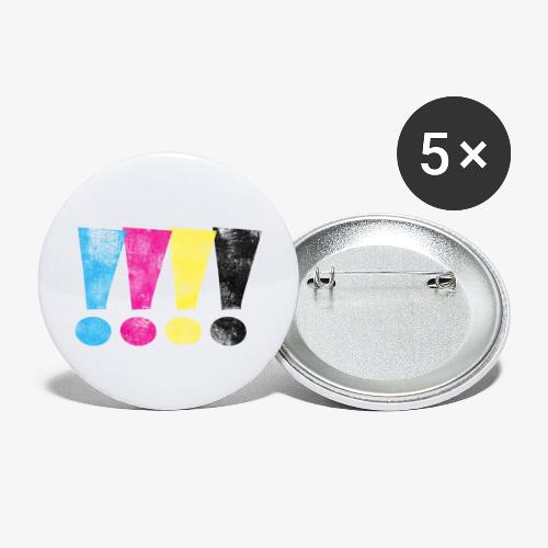 Distressed CMYK Exclamation Points - Buttons small 1'' (5-pack)