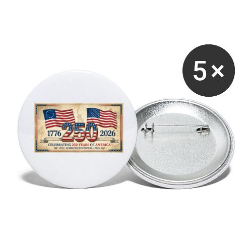 USA 250th Anniversary Flags Emblem - Buttons small 1'' (5-pack)