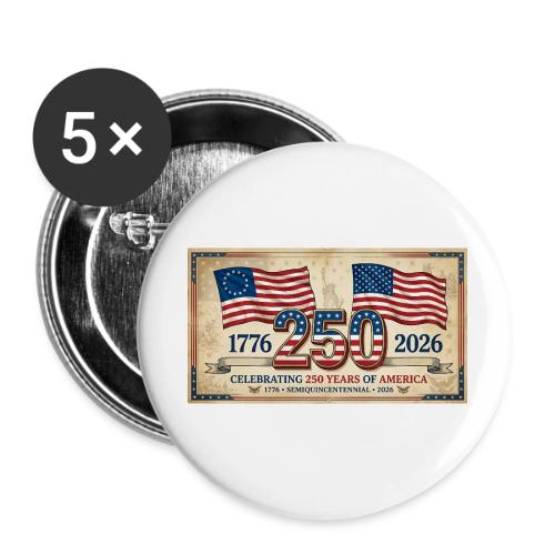 USA 250th Anniversary Flags Emblem - Buttons small 1'' (5-pack)