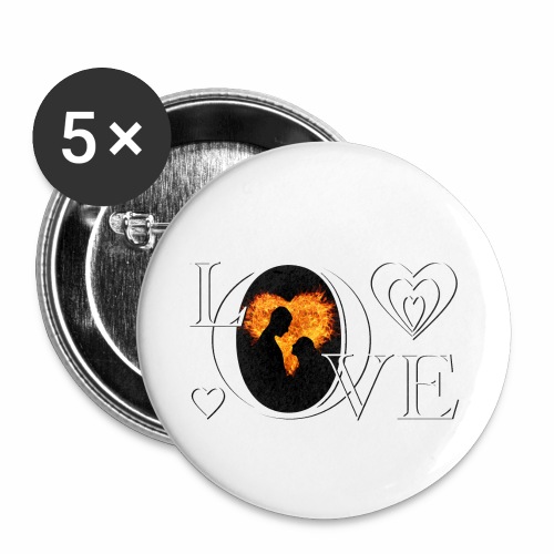 Hot Love Couple Fire Heart Romance Shirt Gift Idea - Buttons small 1'' (5-pack)