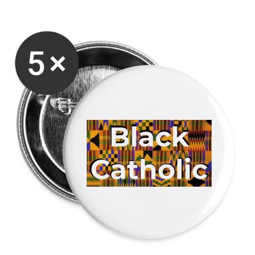 Kente Black Catholic Tee - Buttons small 1'' (5-pack)