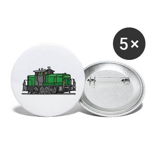 Green diesel locomotive, train, railway - Buttons small 1'' (5-pack)