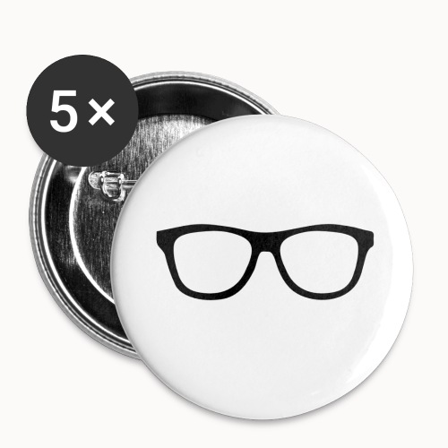 Black Hipster Glasses - Buttons small 1'' (5-pack)