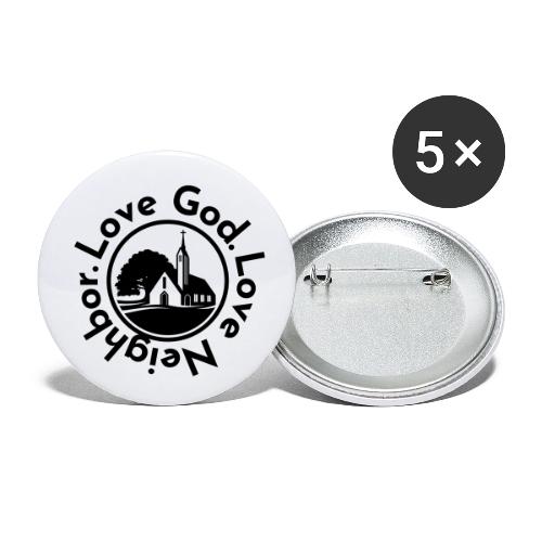 BW Love God Love Neighbor Emblem - Buttons small 1'' (5-pack)