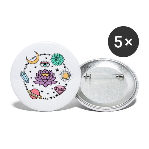 Healing Crystal, Moon, Flower, Sun - Buttons small 1'' (5-pack)