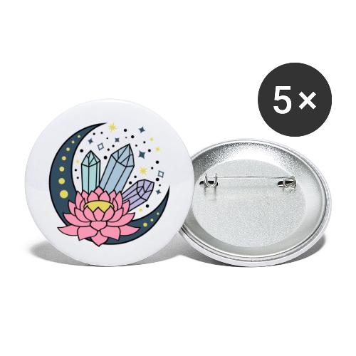 Half A Moon, Healing Crystals Lotus Flower - Buttons small 1'' (5-pack)