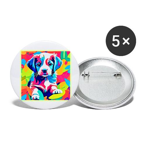Colorful Puppy Artwork - Buttons small 1'' (5-pack)