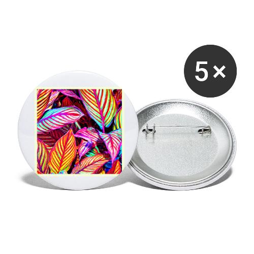 Striped Neon Leaves Design - Buttons small 1'' (5-pack)