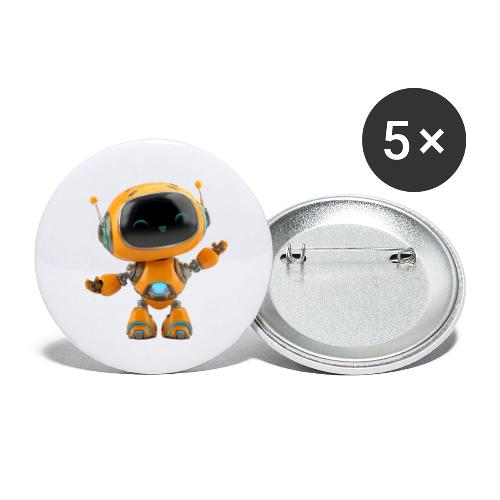 Playful Orange 3D Cartoon Robot for Kids - Buttons small 1'' (5-pack)
